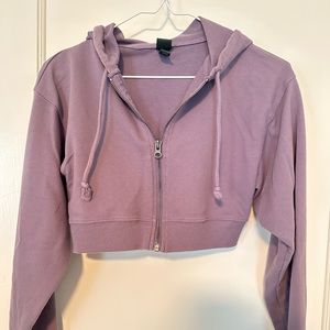 Purple crop top sweater with a hoodie